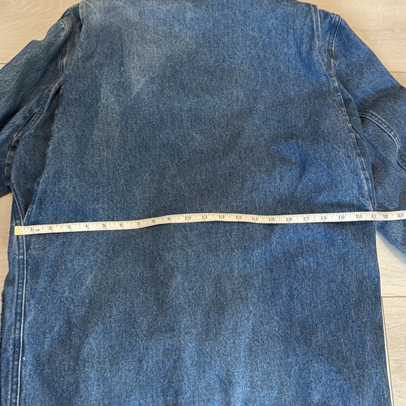 Vintage L.L. Bean Distressed Denim Chore Coat Barn Jacket Removable Wool Lining - Picture 10 of 13